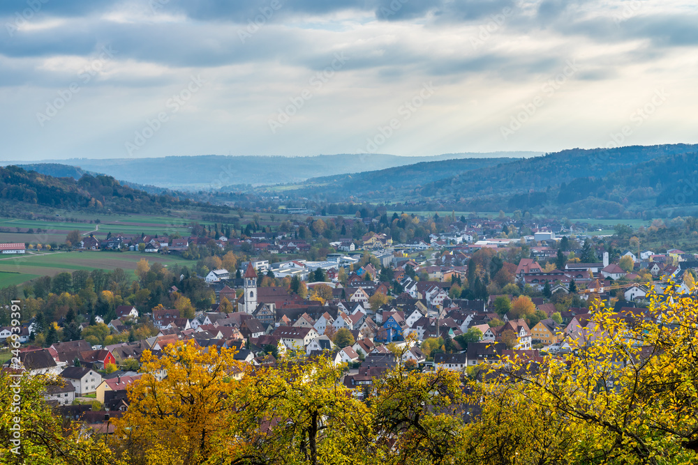 Germany, Beautiful houses of rudersberg city from above