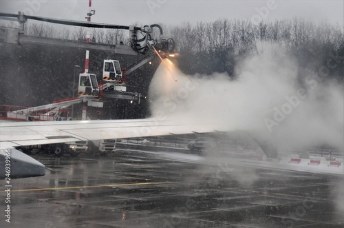 Winter Travel Risks Deicing of planes