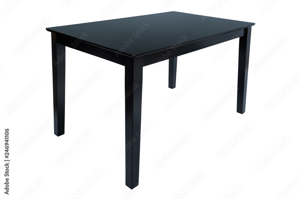 Wooden black dining table for living room or kitchen. Elegant classic table for eating, isolated on white background, clipping path included Wooden black dining table for living room or kitchen. Elegant classic table for eating, isolated on white background, clipping path included