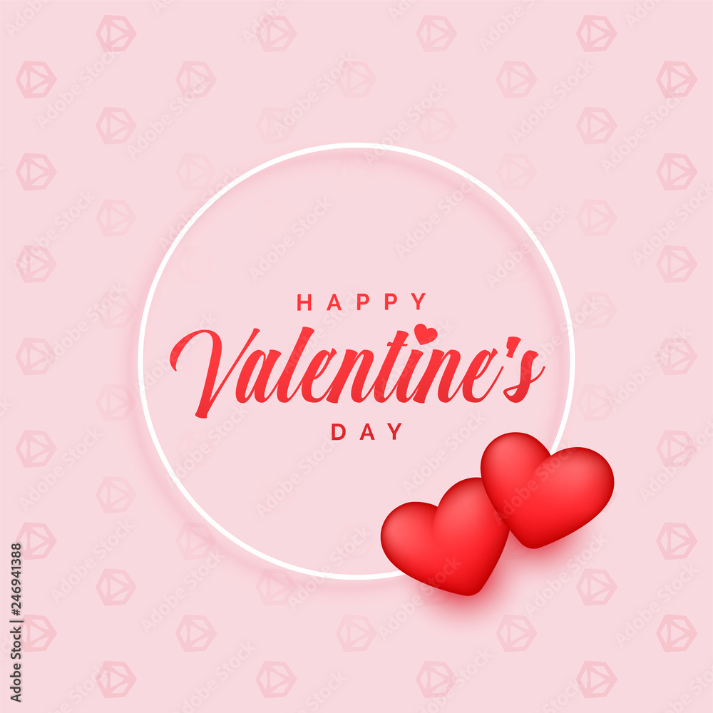lovely valentines day background with two 3d hearts