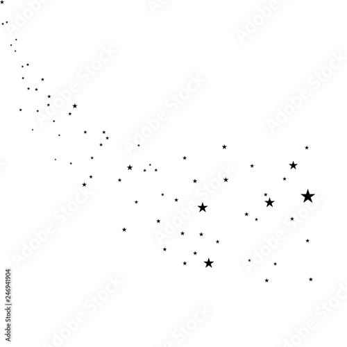 Stars on a white background. Black star shooting with an elegant star.Meteoroid  comet  asteroid