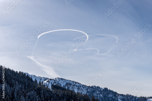 chemtrails on winter sky