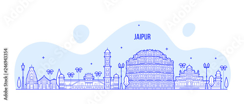 Jaipur skyline Rajasthan India city vector linear photo