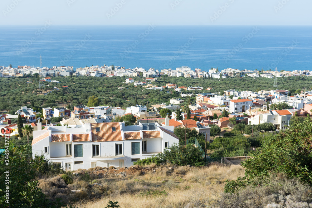 view of a coastal village in Crete