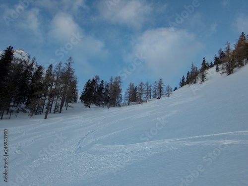 beautiful winter lanscape skitouring in the alps © luciezr