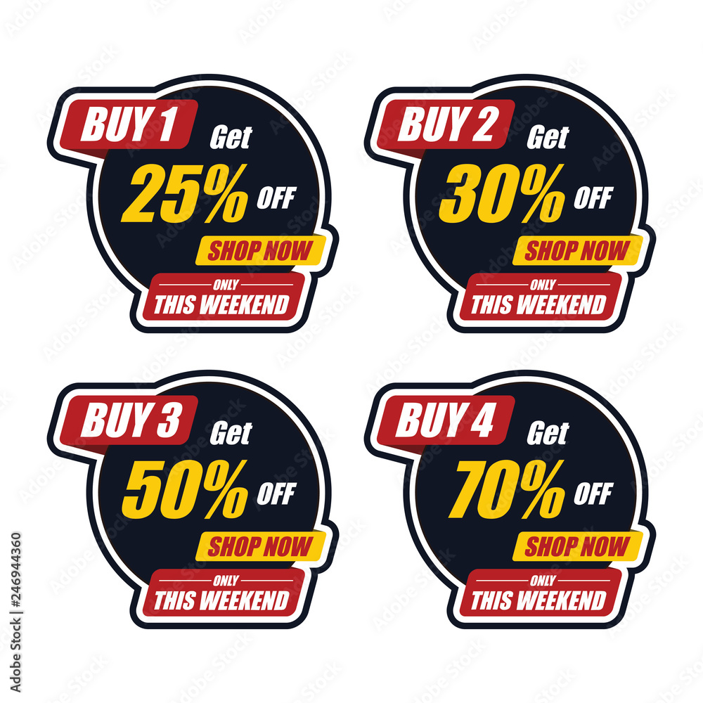 Sticker Weekend Special Offer Buy 2 Get Discount 30% Vector illustration Marketing Advertising and PR - Vector