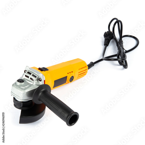 new professional angle grinder isolated on white background