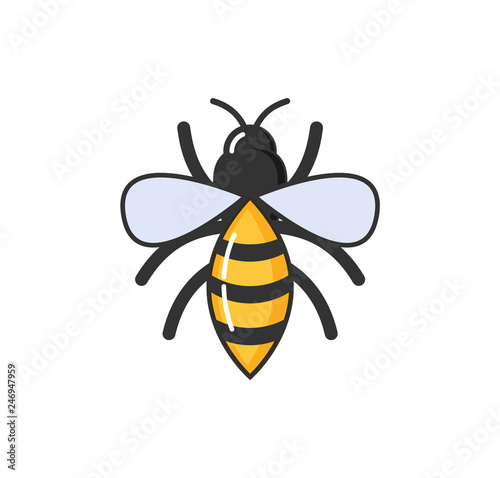 Allergy hypersensitivity of bee sting, fly with wings isolated vector. Allergic reaction wasp with striped body. Sensitivity of human body on animals