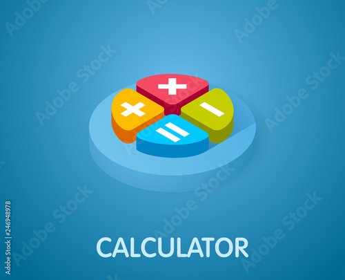 Calculator isometric icon. Vector illustration. 3d concept