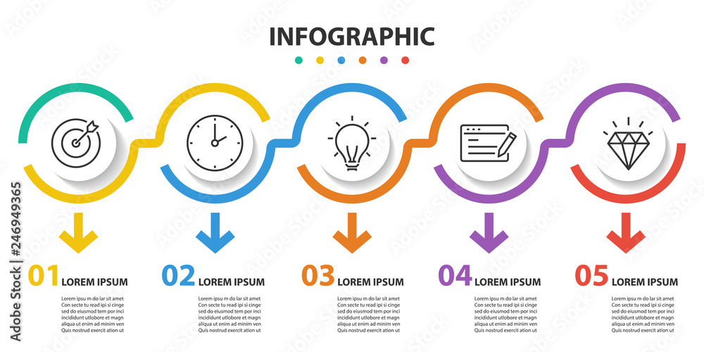 infographic 5 step presentation, infographic linear circle Stock Vector ...