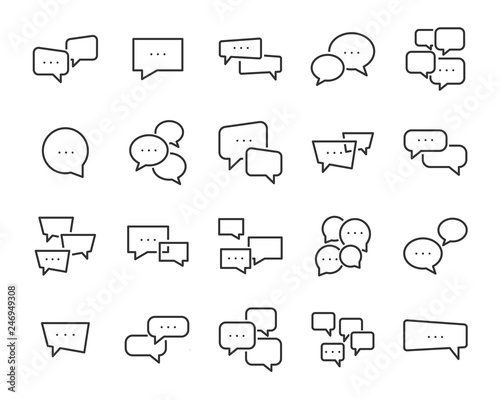 set of speech bubble icons, such as talk, chat, comment, conversation, review