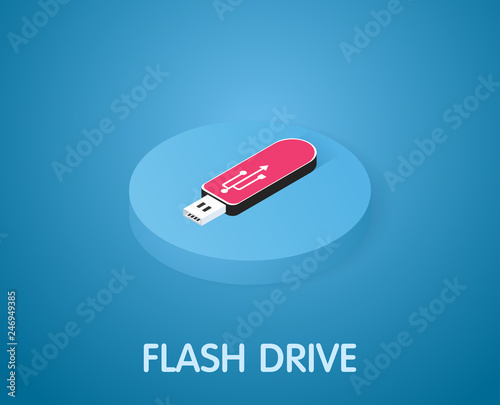 Flash drive isometric icon. Vector illustration. 3d concept