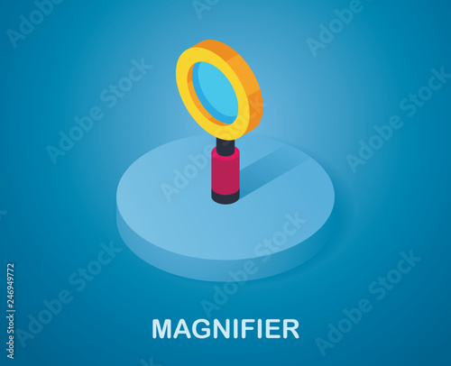 Magnifier isometric icon. Vector illustration. 3d concept