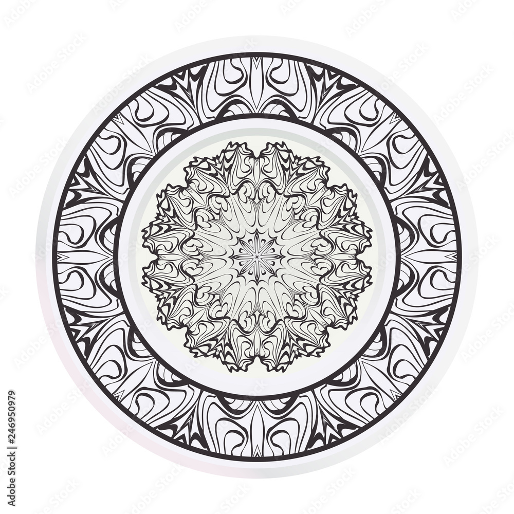 Fashion medallion. vector illustration. plate with colorful ornaments.