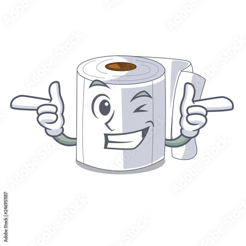 Wink character toilet paper rolled on wall