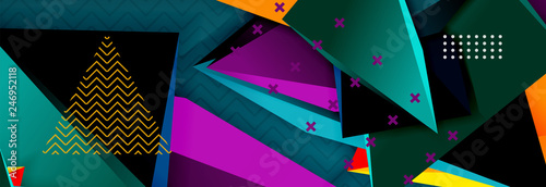 3d triangular shapes geometric background. Origami style pattern with triange shapes for decorative design. Poster design. Line design. Modern presentation template
