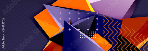 3d triangular shapes geometric background. Origami style pattern with triange shapes for decorative design. Poster design. Line design. Modern presentation template