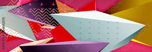 3d triangular shapes geometric background. Origami style pattern with triange shapes for decorative design. Poster design. Line design. Modern presentation template