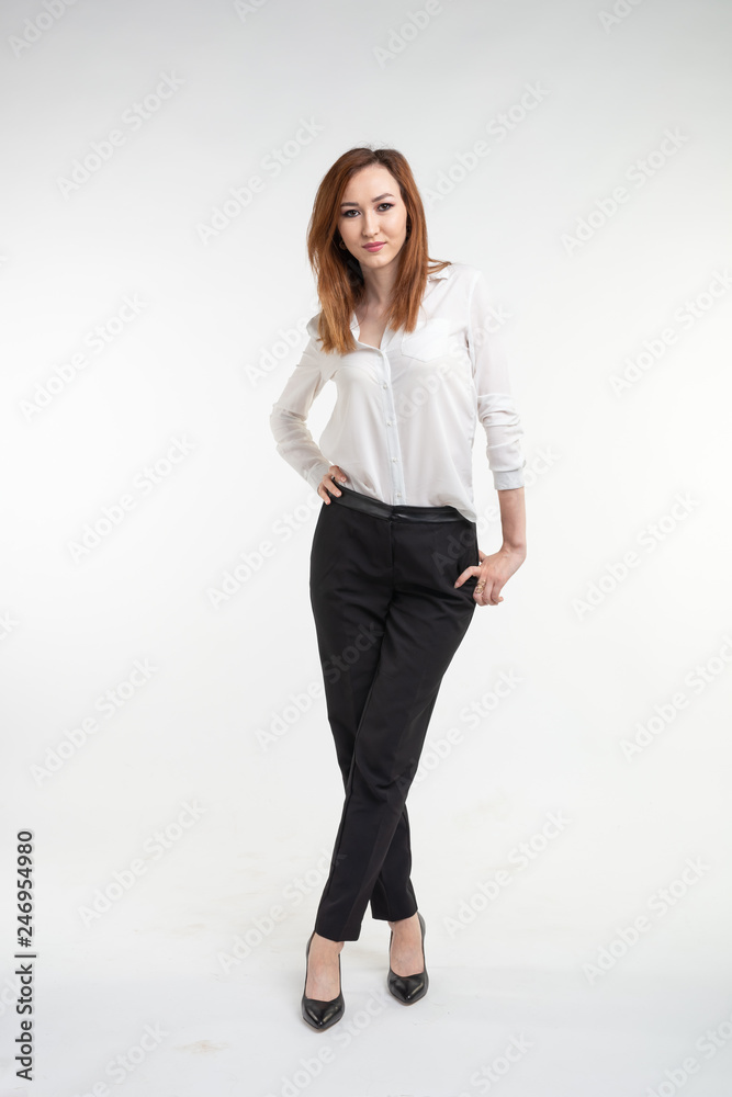 Young Asian pretty young woman close up portrait on white background. Young Asian pretty young woman close up portrait on white background.
