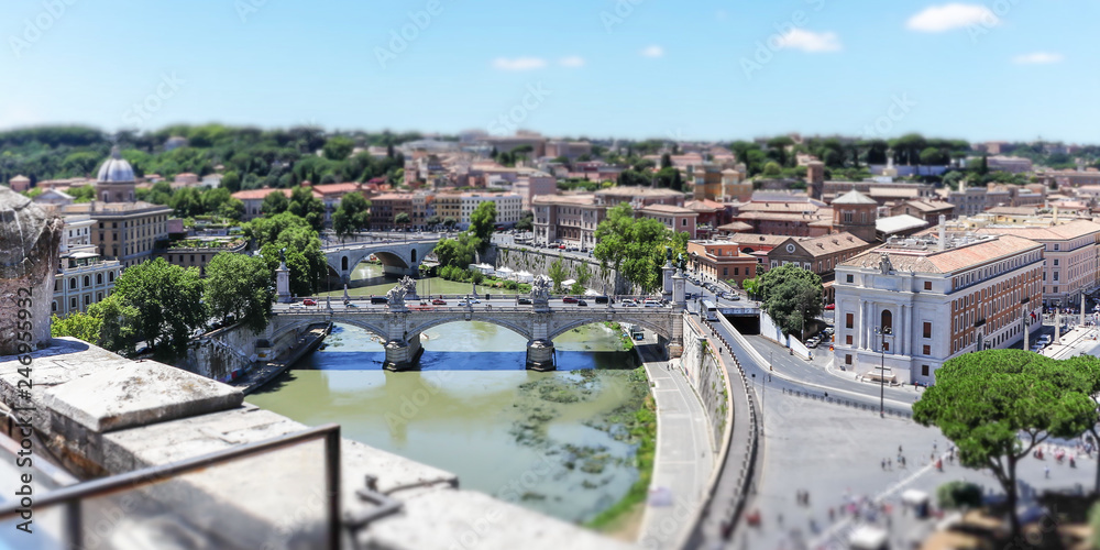 Tiber river and bridge Ponte Vittorio Emanuele II, Rome, Italy