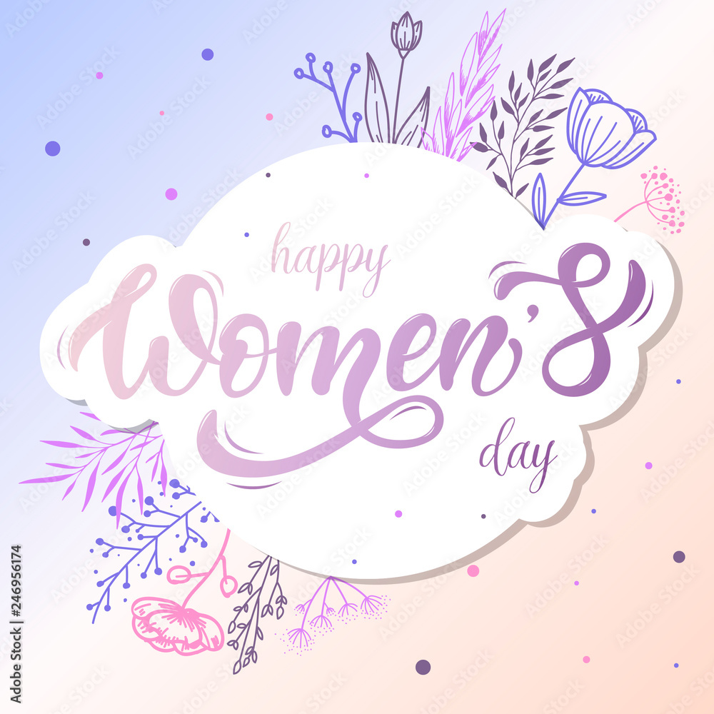 Beautiful Happy Women's day greeting card design. Perfect for posters, banners, invitations