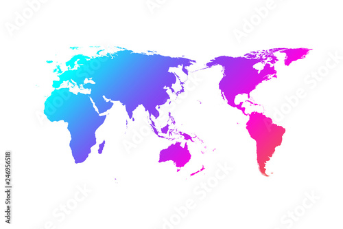 Colorful world map vector gradient design, Asia in center