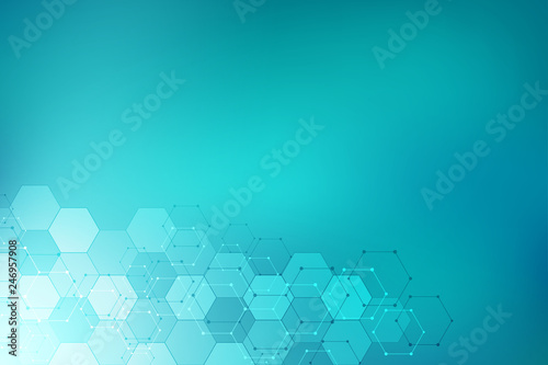 Wallpaper Mural Geometric background texture with molecular structures and chemical engineering. Abstract background of hexagons pattern. Torontodigital.ca