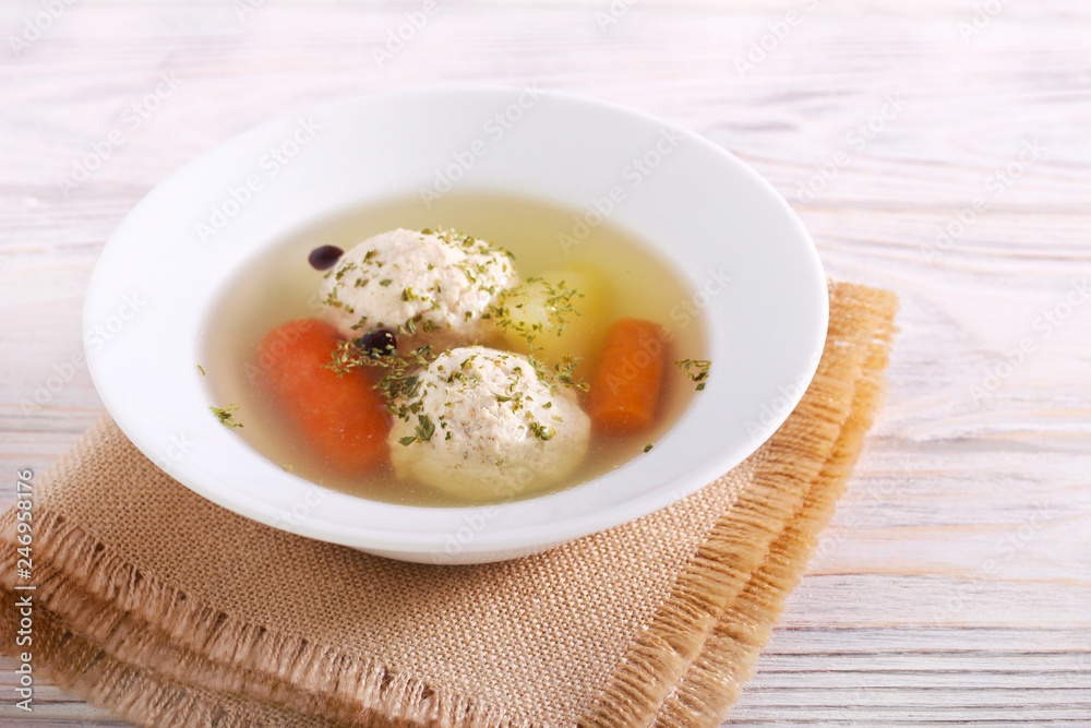 Chicken meatballs soup with carrot and potato Chicken meatballs soup with carrot and potato