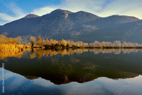 winter reflection on landscape lake