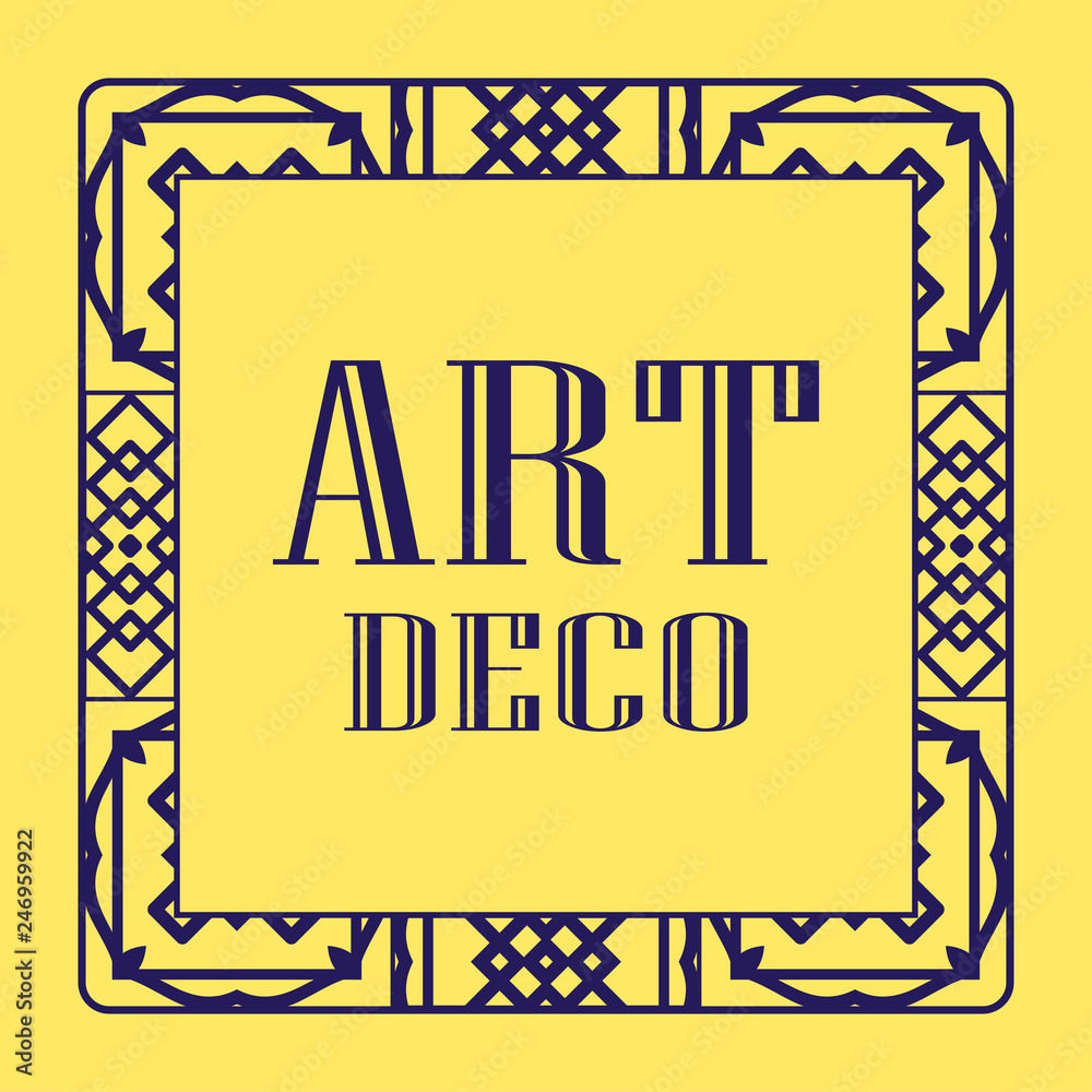 Fototapeta premium Vintage invitation frame in art deco. Retro style border frame and label. Old retro vintage deco art design