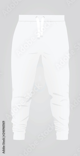 White tracksuit bottom. vector illustration