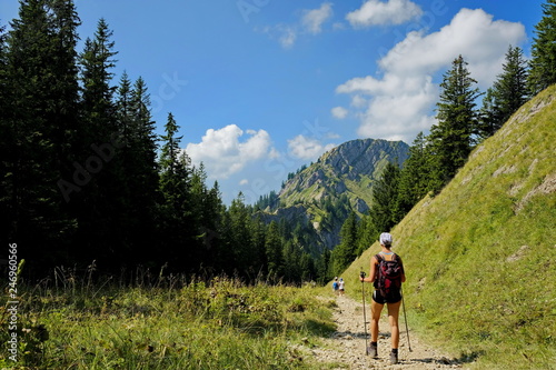 Fototapeta Naklejka Na Ścianę i Meble -  Junge Frau beim Wandern in den Alpen
