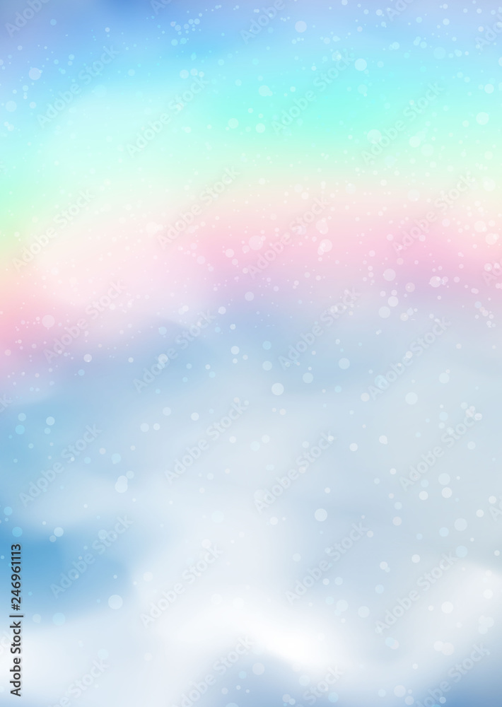 realistic white smoke on the background of a rainbow