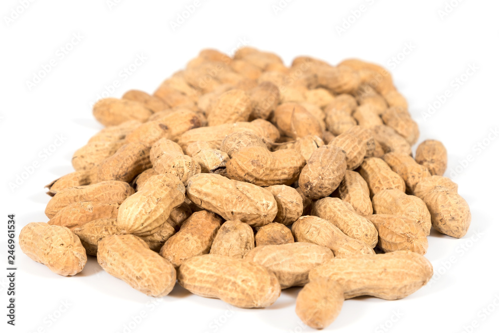 Raw tasty peanuts on white background Raw tasty peanuts on white background