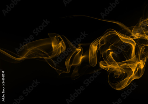 Yellow smoke abstract on black background, fire design
