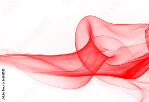 Movement of smoke, abstract red smoke on white background, ink water
