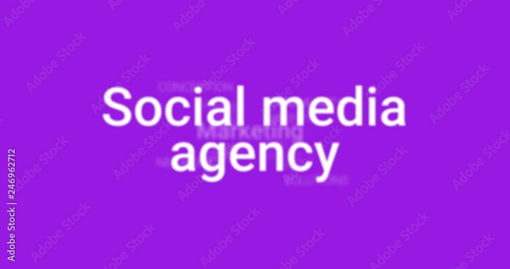 Video Animation showing the service of a social media agency (e.g. marketing, conception, network, solution). Purple background, white text. Tag Cloud Video Animation showing the service of a social media agency (e.g. marketing, conception, network, solution). Purple background, white text. Tag Cloud