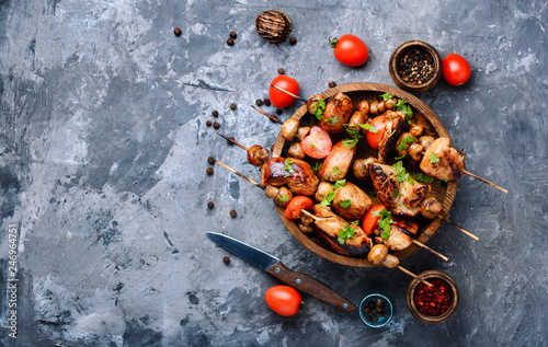Grilled shish kebab or shashlik
