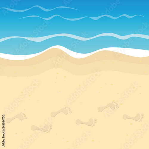 footprints on the beach summer holiday background vector illustration EPS10