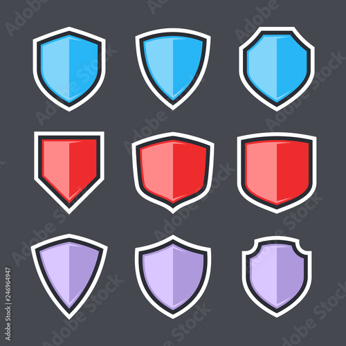 Vector shields, security and protection symbols