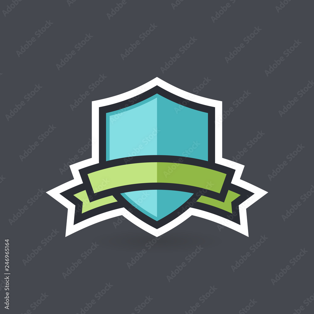 Vector shield with ribbon, security and protection symbol Vector shield with ribbon, security and protection symbol