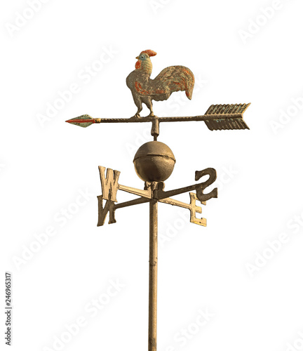wind vane to indicate the wind direction and the metal cock abov