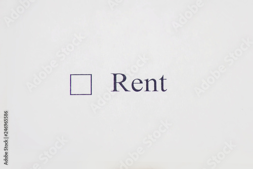 Checklist box - Rent. Check form concept