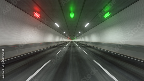 Travel through the illuminated tunnel with motion blur 3D rendering © temp-64GTX