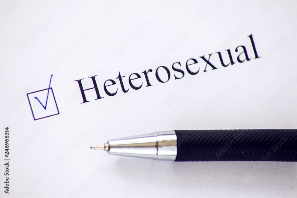 Checklist with a word Heterosexual on white paper. Checkbox concept. Checklist with a word Heterosexual on white paper. Checkbox concept.
