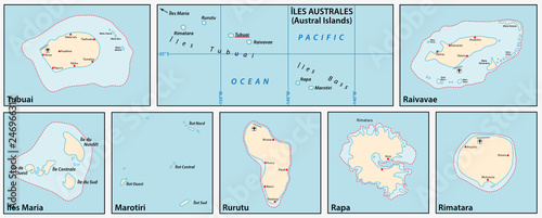 vector map of the Austral Islands in the southern Pacific Ocean, French Polynesia, France photo