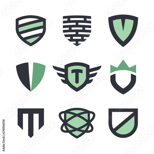 Vector shields, security and protection symbols
