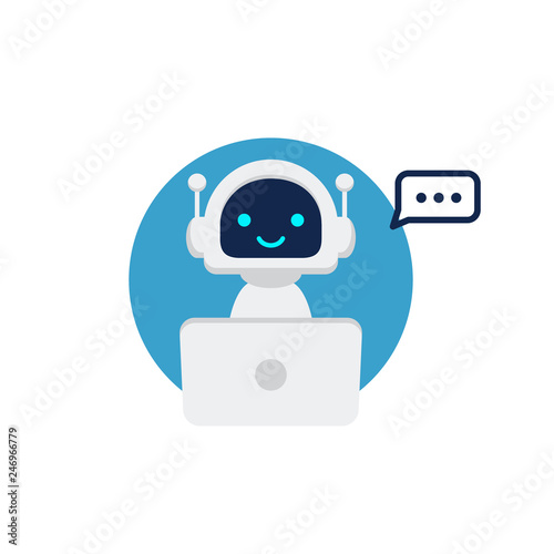 Robot icon. Chat Bot sign for support service concept. Chatbot character flat style