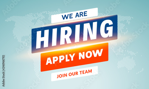 We are Hiring career employee message background. Employment hiring job recruitment concept banner