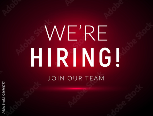 We are Hiring career employee message background. Employment hiring job recruitment concept banner